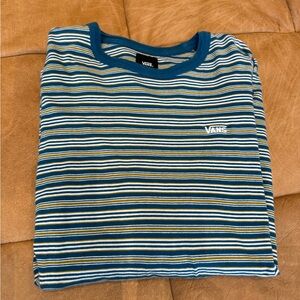 Vans Striped Tee in Blue and Yellow
